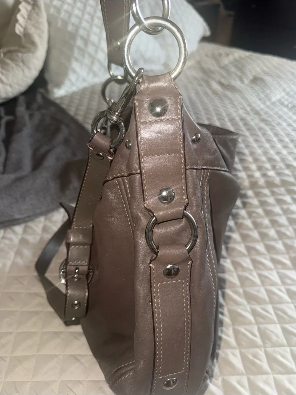 Coach Metallic Brown Leather Hobo Bag